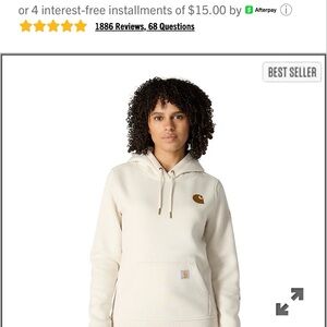Carhartt Women's Cream Pullover Hoodie with Small Logo
